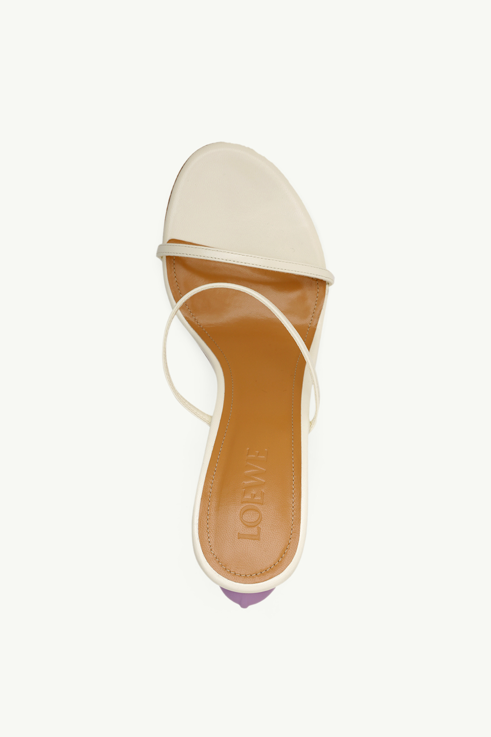 LOEWE Women Soap Heels 9cm Sandals in White/Lavende Goatskin 3