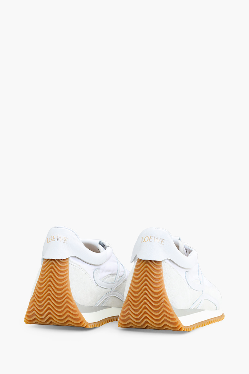 LOEWE Women Flow Runner Sneakers in White Nylon Suede 2