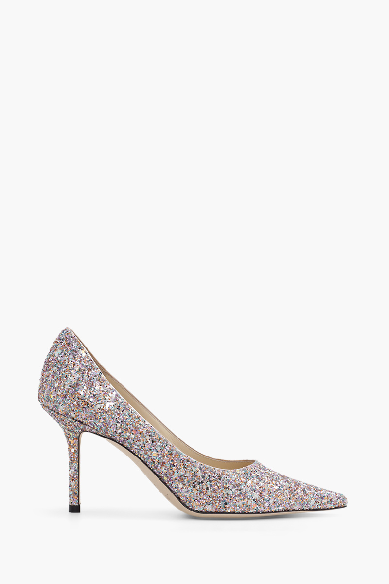 JIMMY CHOO Love Pumps 85mm in Mochi Luminous Glow-In-The-Dark Glitter with JC Button 0