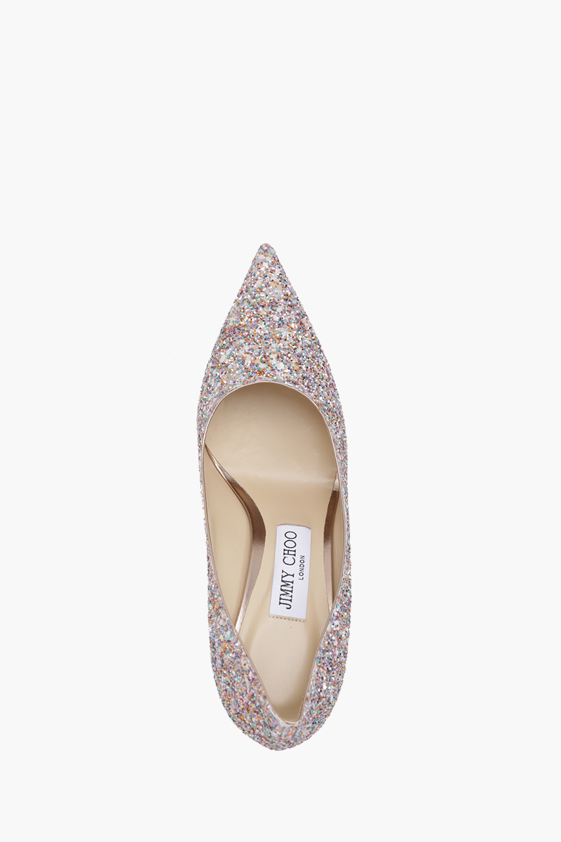 JIMMY CHOO Love Pumps 85mm in Mochi Luminous Glow-In-The-Dark Glitter with JC Button 3