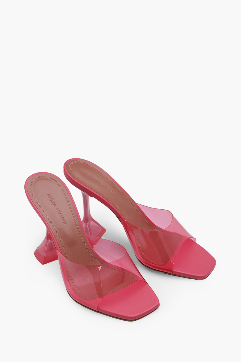 AMINA MUADDI Women Lupita Glass PVC Sandals 95mm in Bubble Gum 1