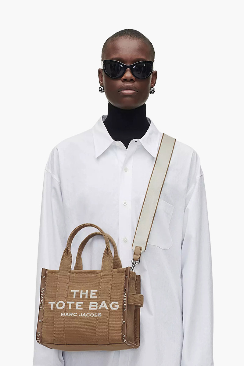 MARC JACOBS Mini The Jacquard Tote Bag in Camel 4