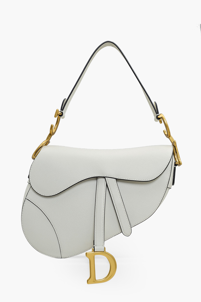 CHRISTIAN DIOR Saddle Shoulder Bag in Latte Grained Calfskin 0