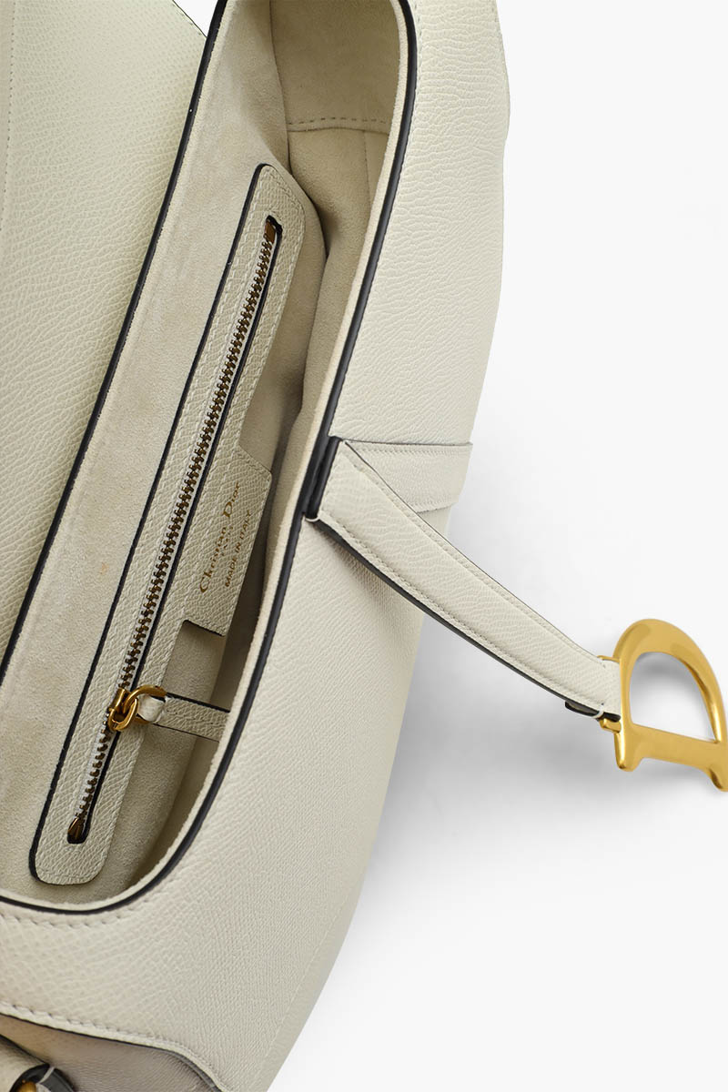 CHRISTIAN DIOR Saddle Shoulder Bag in Latte Grained Calfskin 3