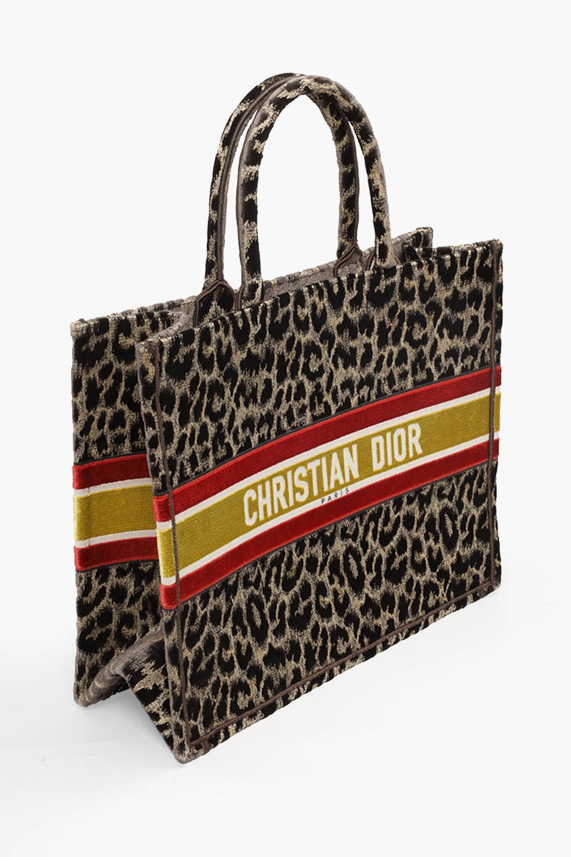 CHRISTIAN DIOR Book Tote Mizza Embroidery Bag in Beige  Multicolor Velvet 2