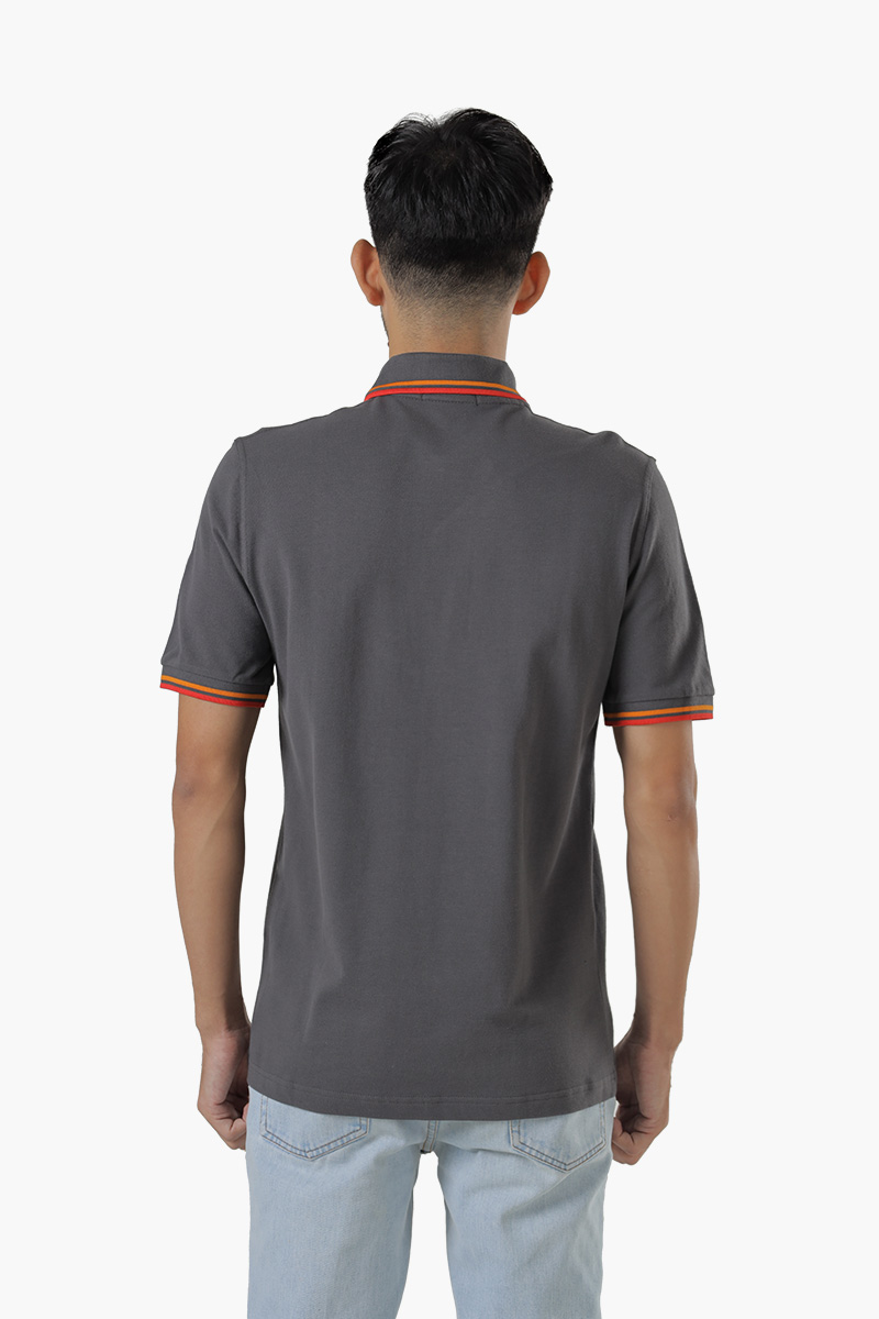 FRED PERRY Men The Original Twin Tipped Polo Shirt in Gunmetal/Cyber Orange/Cyber Red 1