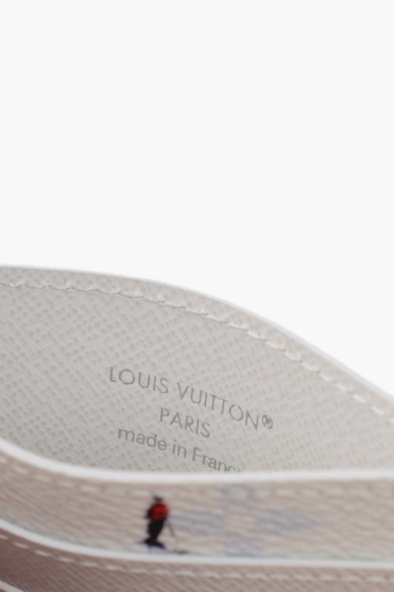 LOUIS VUITTON Monogram Double Card Holder in White Ski Cowhide Leather 3