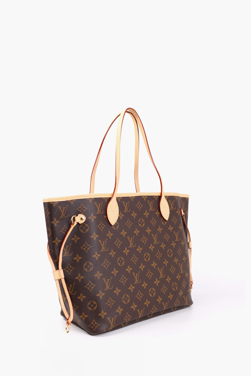 LOUIS VUITTON Neverfull MM Tote Bag in Brown/Cherry Red Monogram Canvas 2