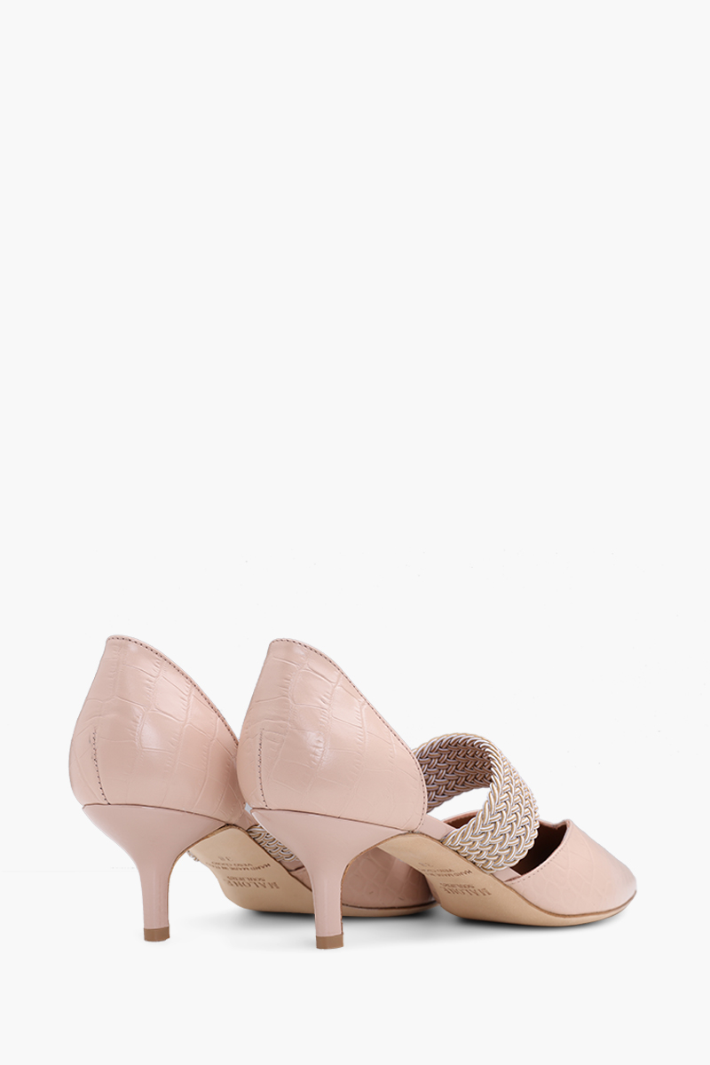 MALONE SOULIERS Maisie Kitten Pumps 45mm in Almond/Beige with Croco Printed 2