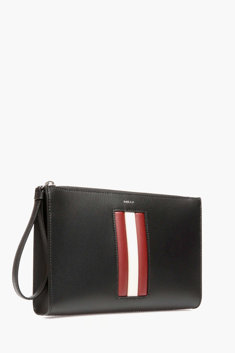 BALLY Mythos Clutch in Black Calf Leather with Stripe 2