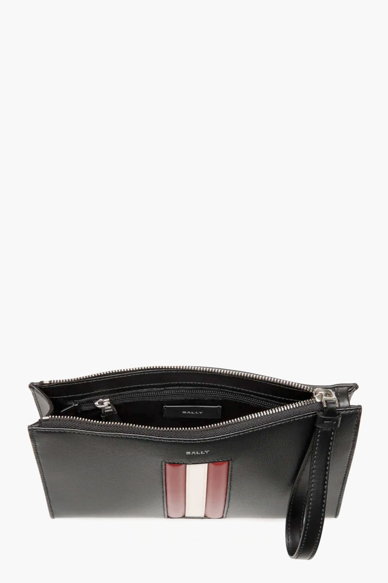 BALLY Mythos Clutch in Black Calf Leather with Stripe 3