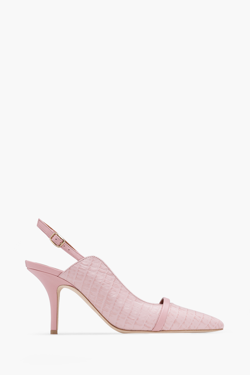 MALONE SOULIERS Marion Pumps 70mm in Rose/Rose Croco-Embossed Leather 0