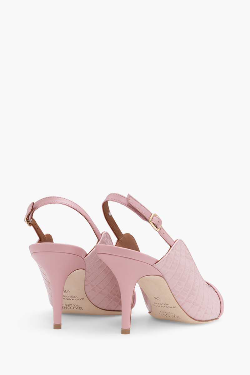 MALONE SOULIERS Marion Pumps 70mm in Rose/Rose Croco-Embossed Leather 2