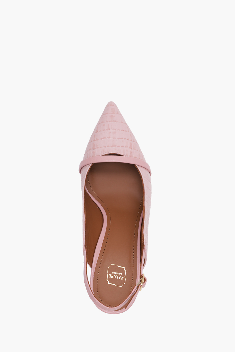 MALONE SOULIERS Marion Pumps 70mm in Rose/Rose Croco-Embossed Leather 3