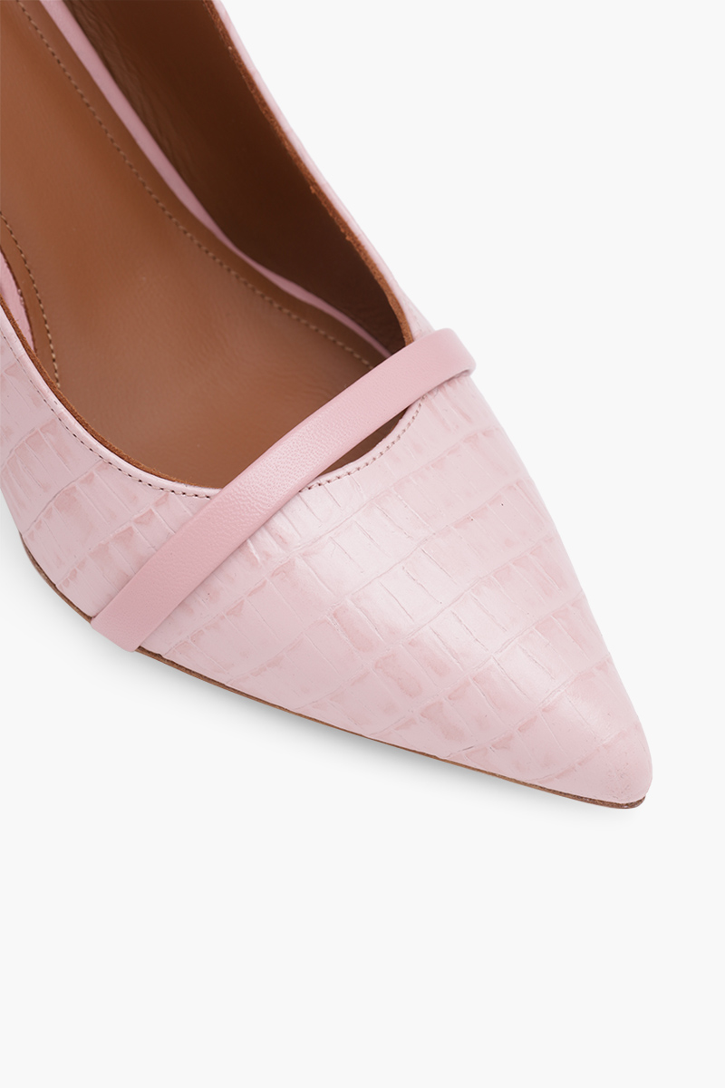 MALONE SOULIERS Marion Pumps 70mm in Rose/Rose Croco-Embossed Leather 4