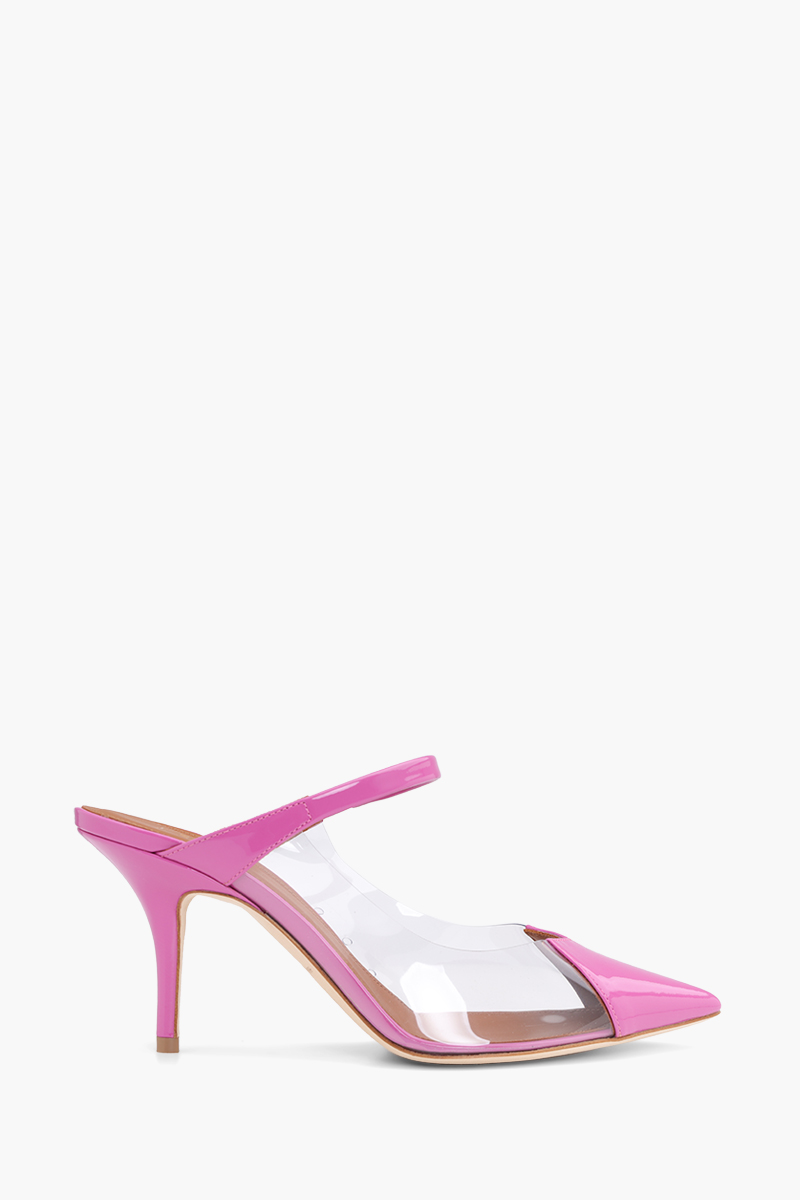 MALONE SOULIERS Marli Mules 70mm in Violet/Clear PVC x Patent 0