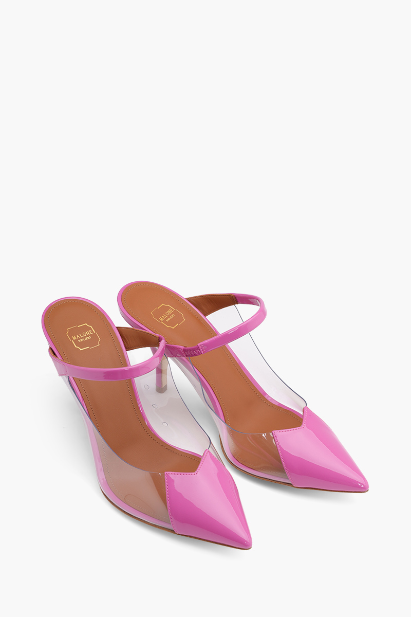 MALONE SOULIERS Marli Mules 70mm in Violet/Clear PVC x Patent 1