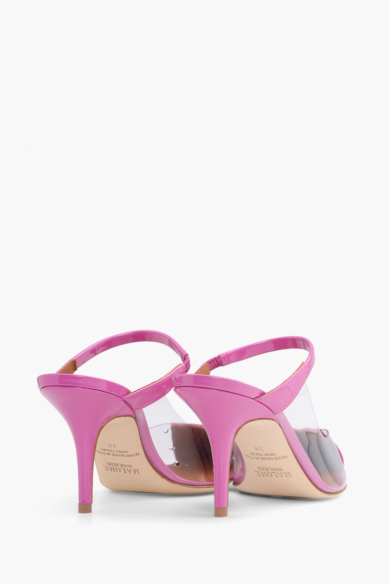 MALONE SOULIERS Marli Mules 70mm in Violet/Clear PVC x Patent 2