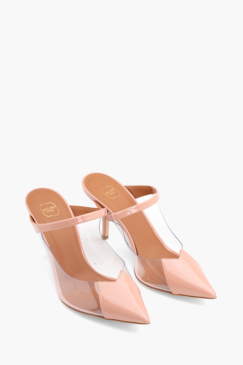 MALONE SOULIERS Marli Mules 70mm in Nude/Clear PVC x Patent 1