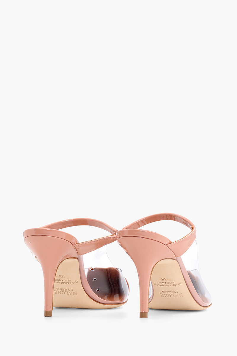 MALONE SOULIERS Marli Mules 70mm in Nude/Clear PVC x Patent 2