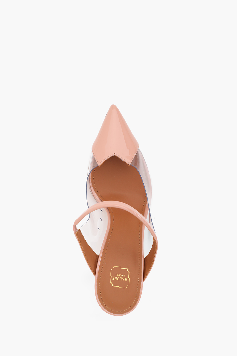 MALONE SOULIERS Marli Mules 70mm in Nude/Clear PVC x Patent 3