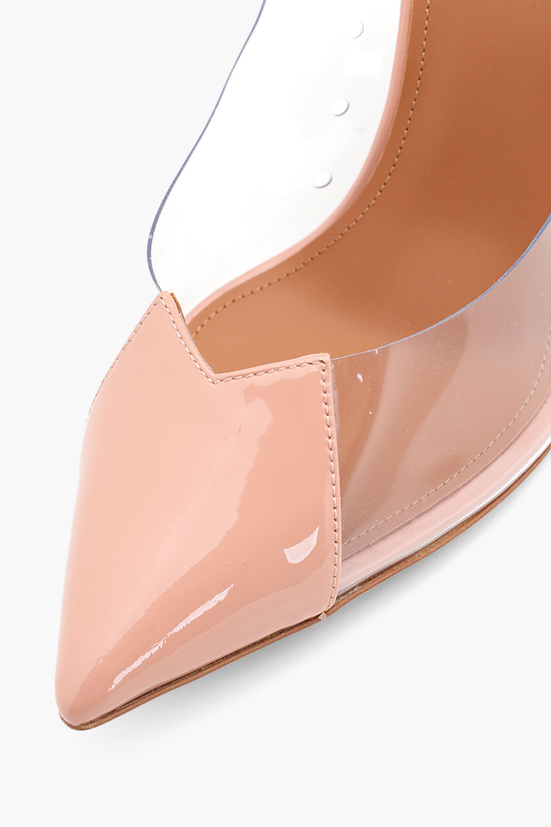 MALONE SOULIERS Marli Mules 70mm in Nude/Clear PVC x Patent 4