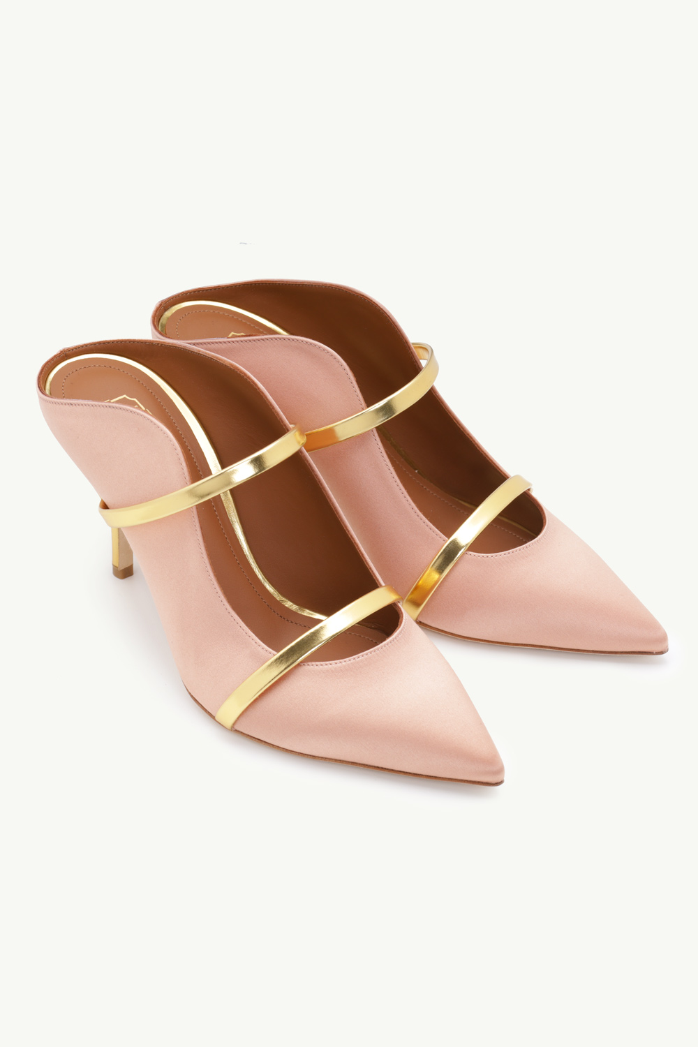 MALONE SOULIERS Maureen Pumps 70mm in Blush Satin/Gold 1