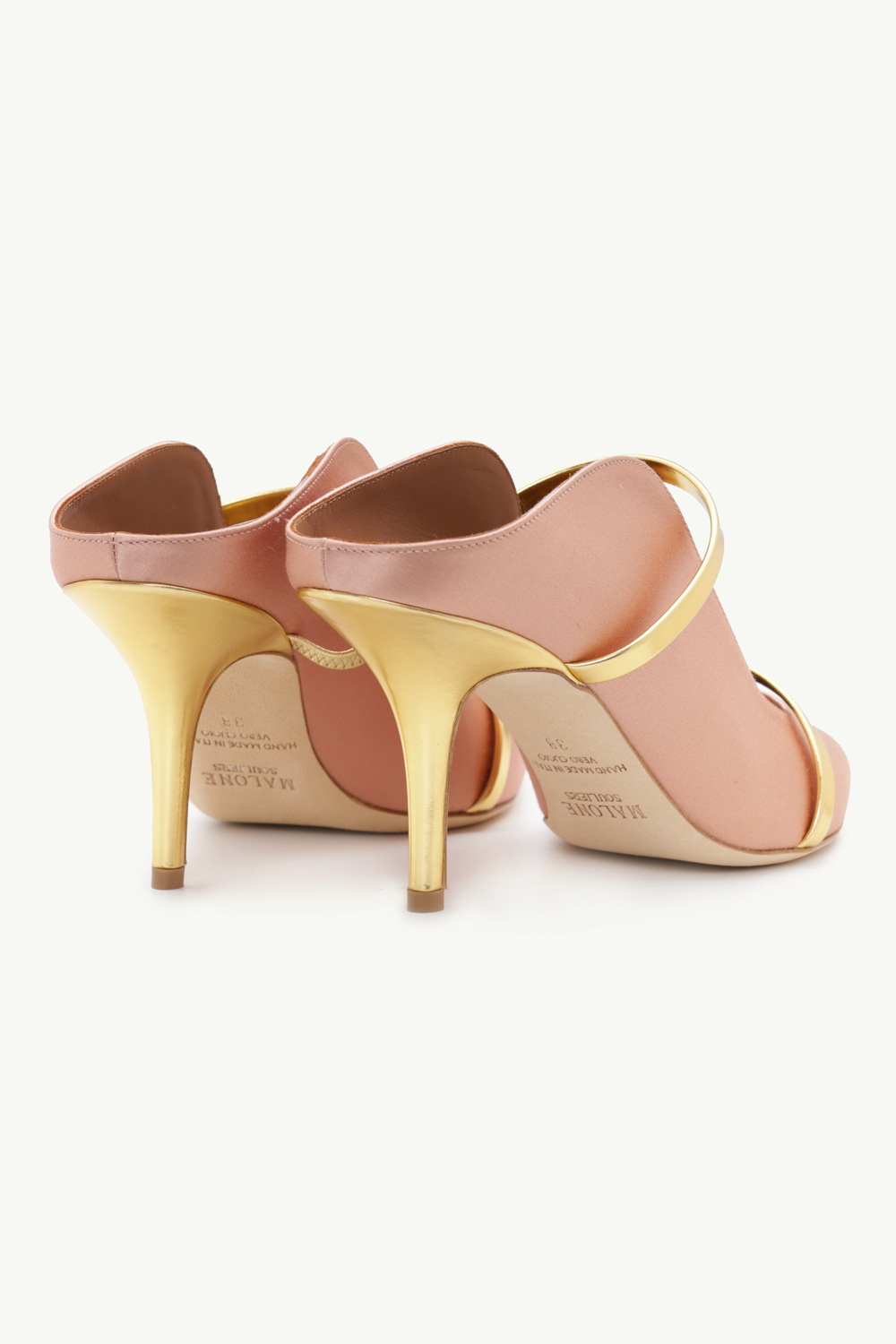 MALONE SOULIERS Maureen Pumps 70mm in Blush Satin/Gold 2