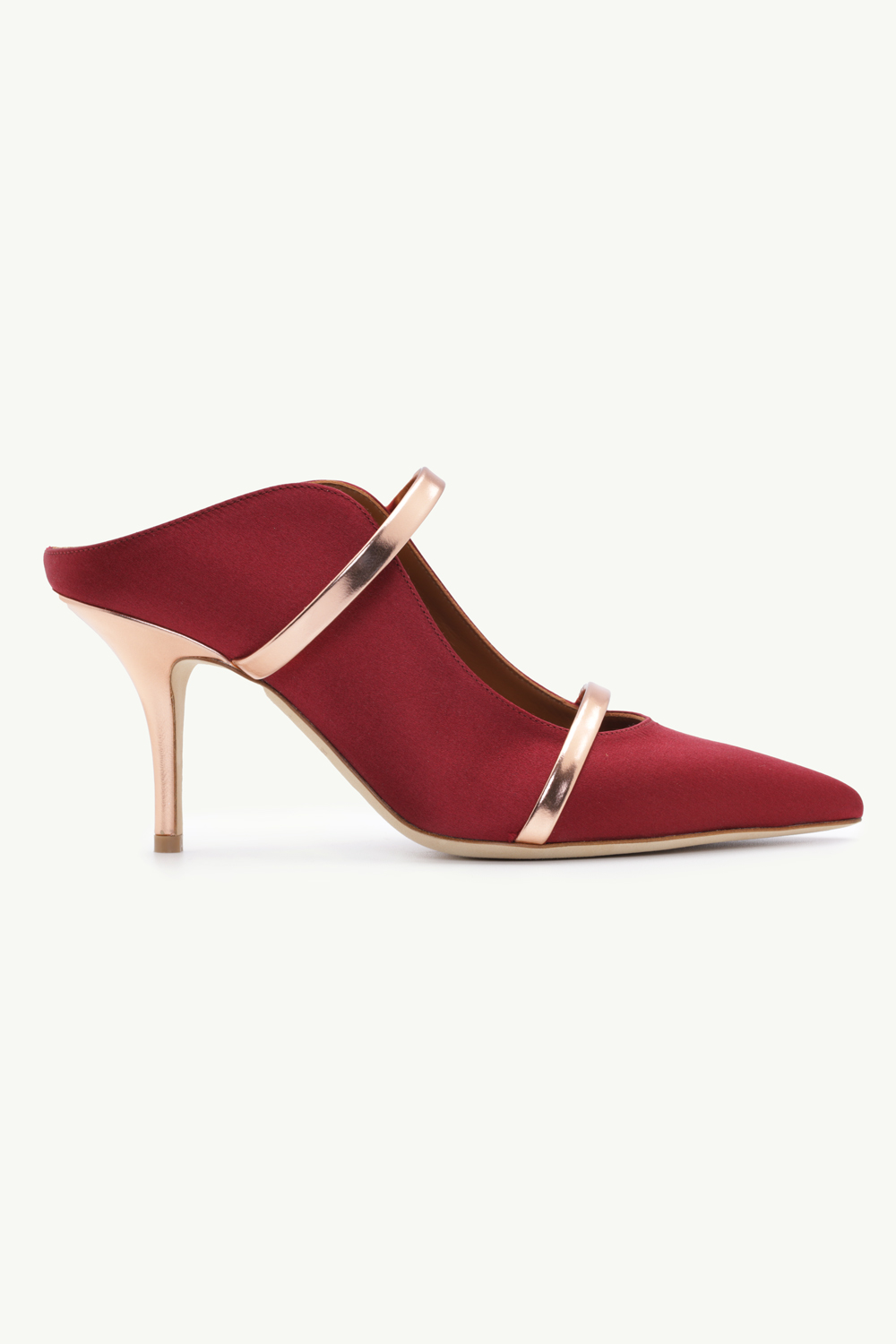 MALONE SOULIERS Maureen Pumps 70mm in Wine Satin/Rose Gold 0