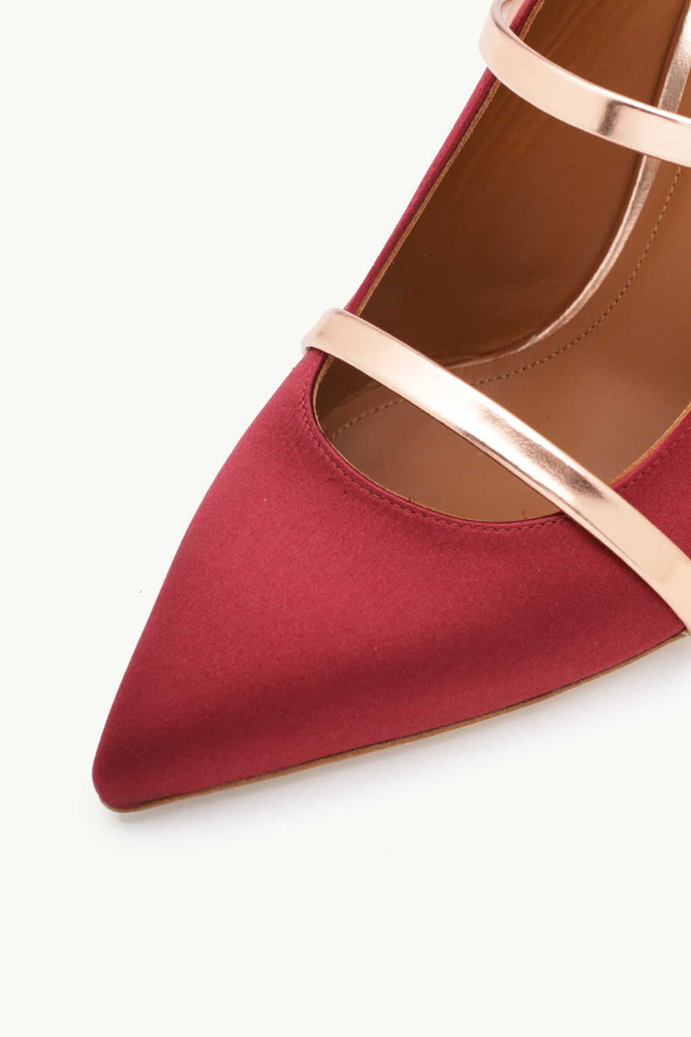 MALONE SOULIERS Maureen Pumps 70mm in Wine Satin/Rose Gold 4