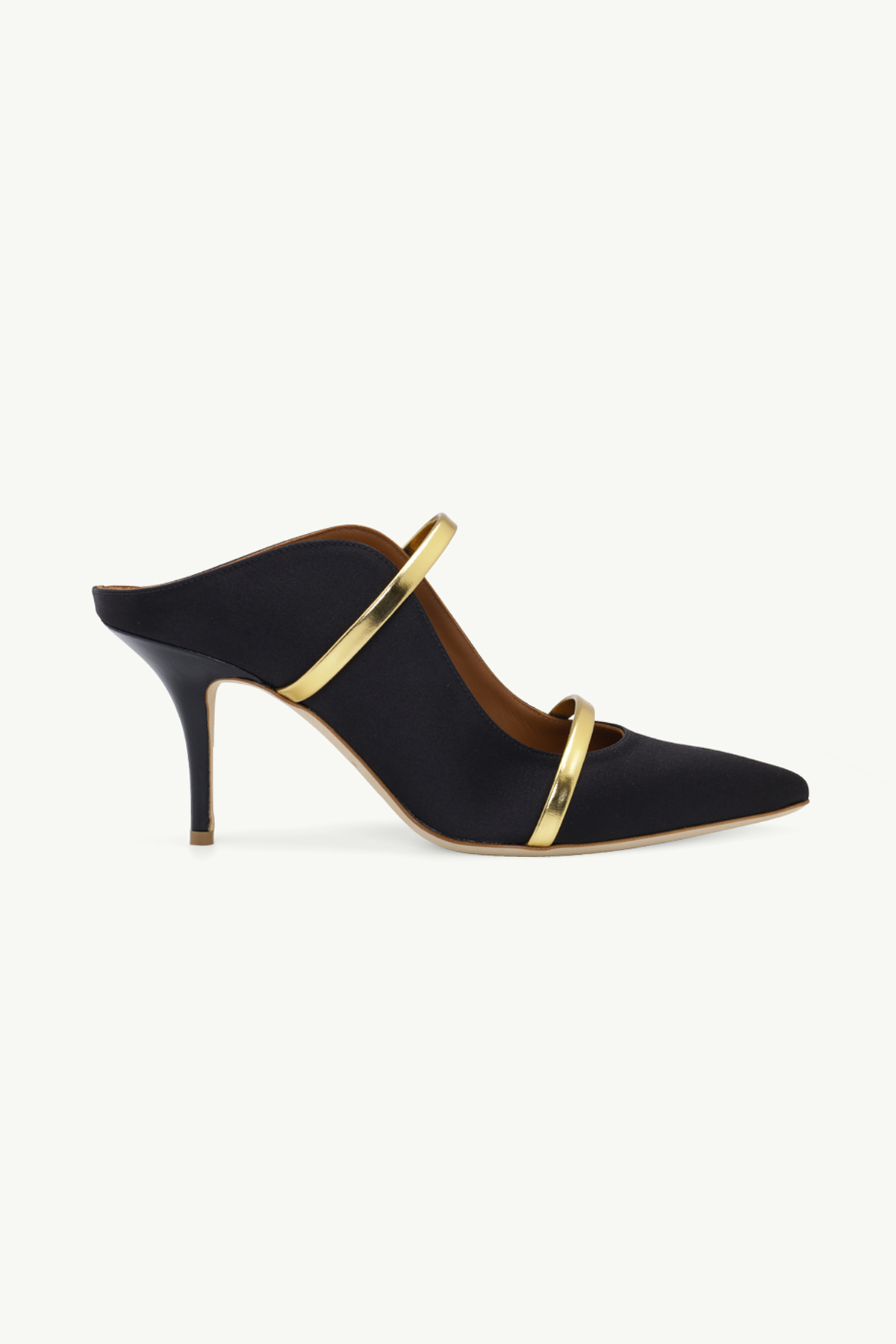 MALONE SOULIERS Maureen Pumps 70mm in Black Satin/Gold 0