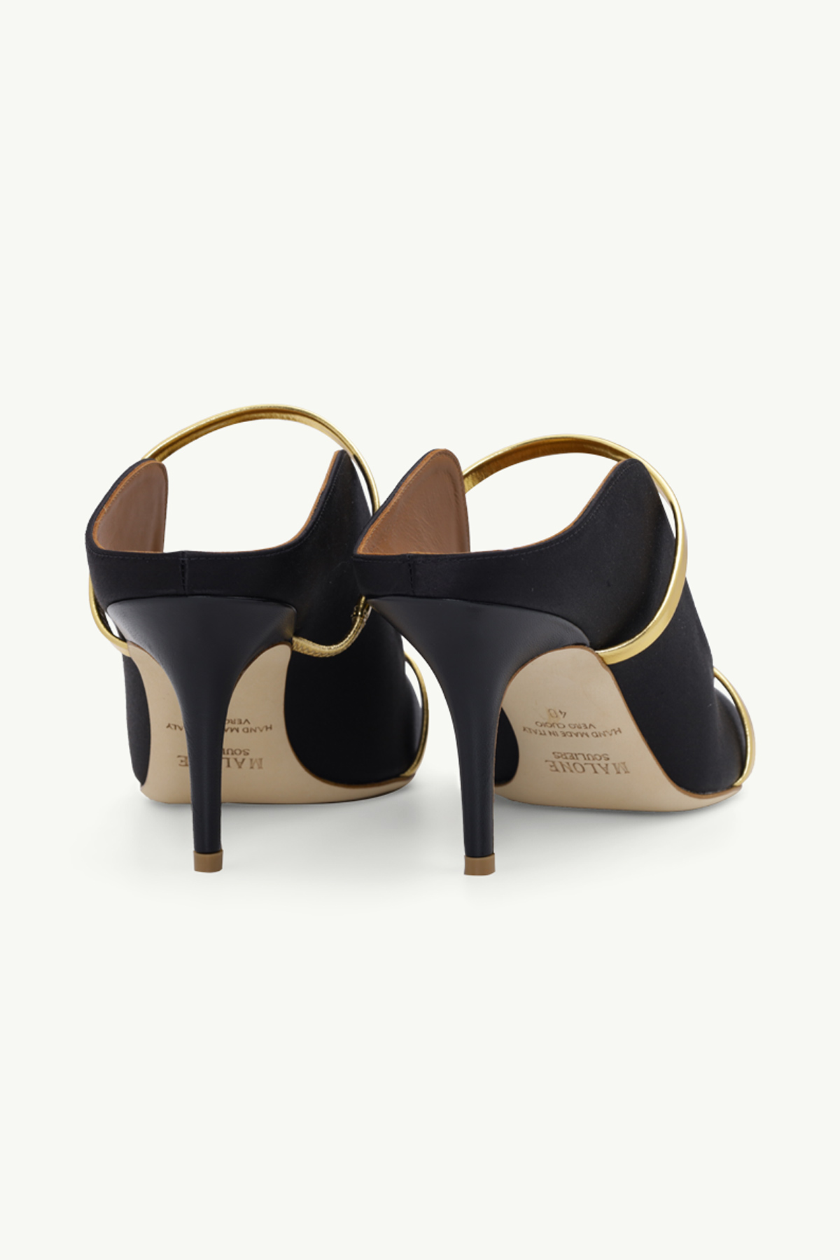 MALONE SOULIERS Maureen Pumps 70mm in Black Satin/Gold 2