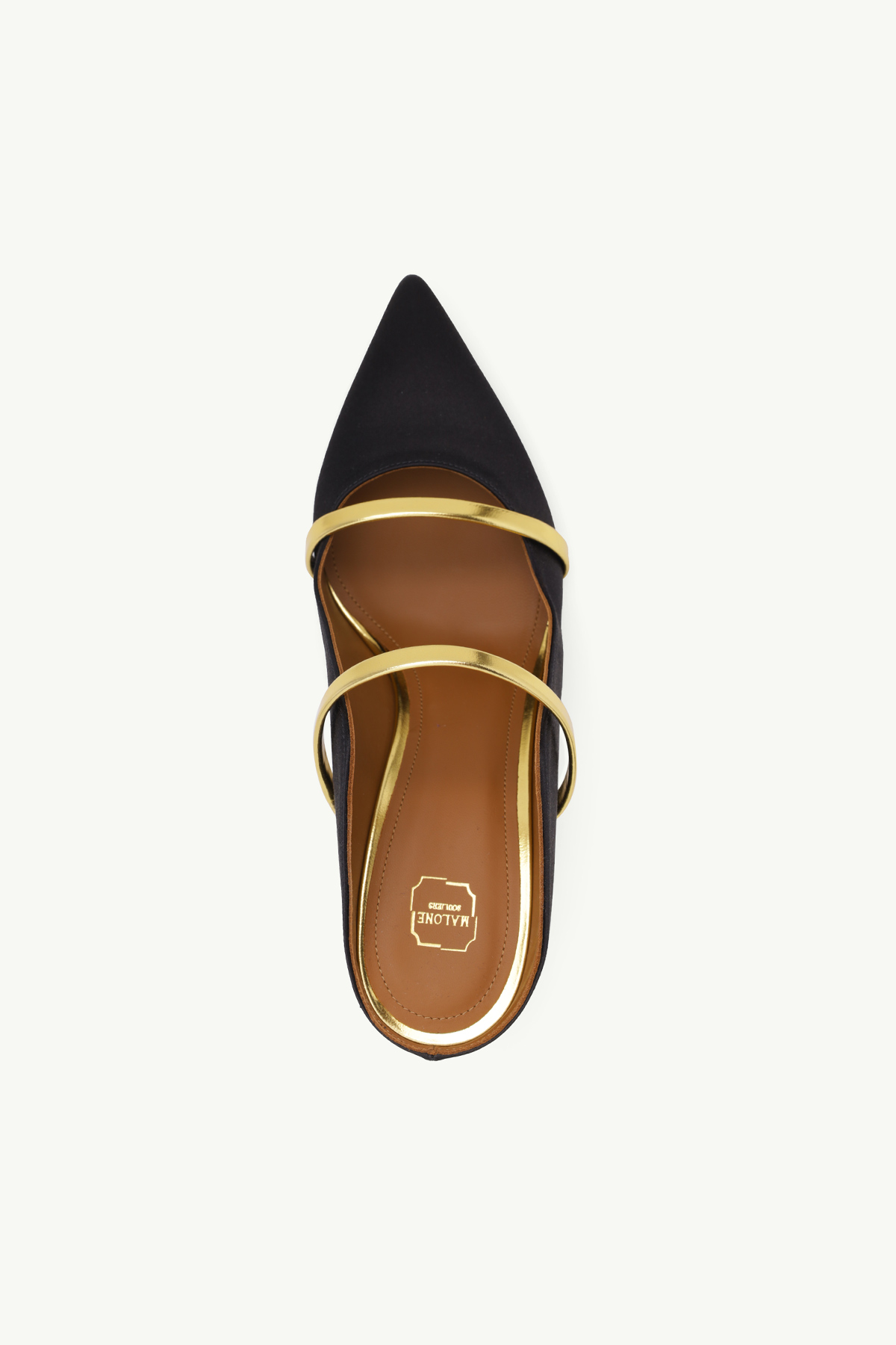 MALONE SOULIERS Maureen Pumps 70mm in Black Satin/Gold 3