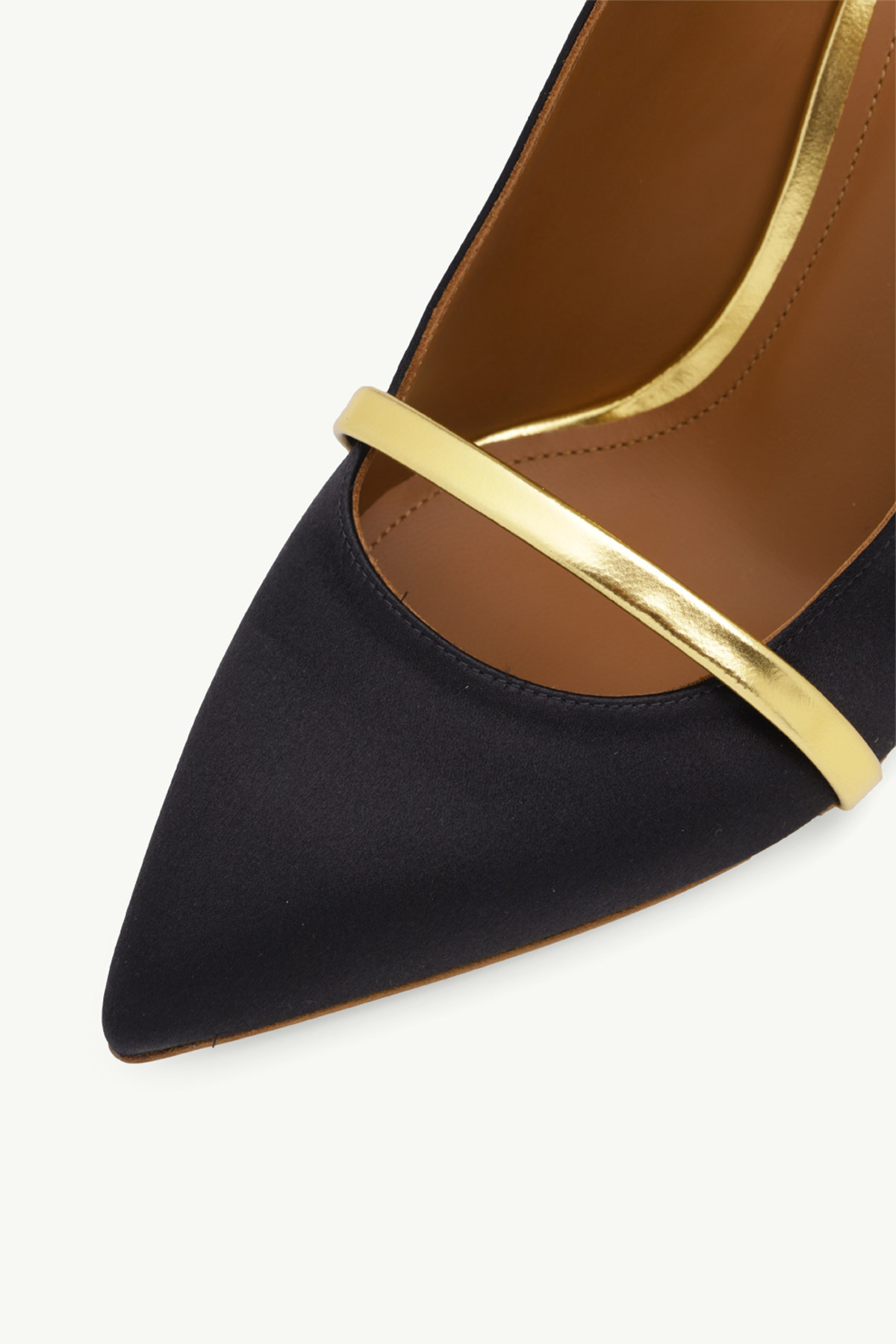 MALONE SOULIERS Maureen Pumps 70mm in Black Satin/Gold 4