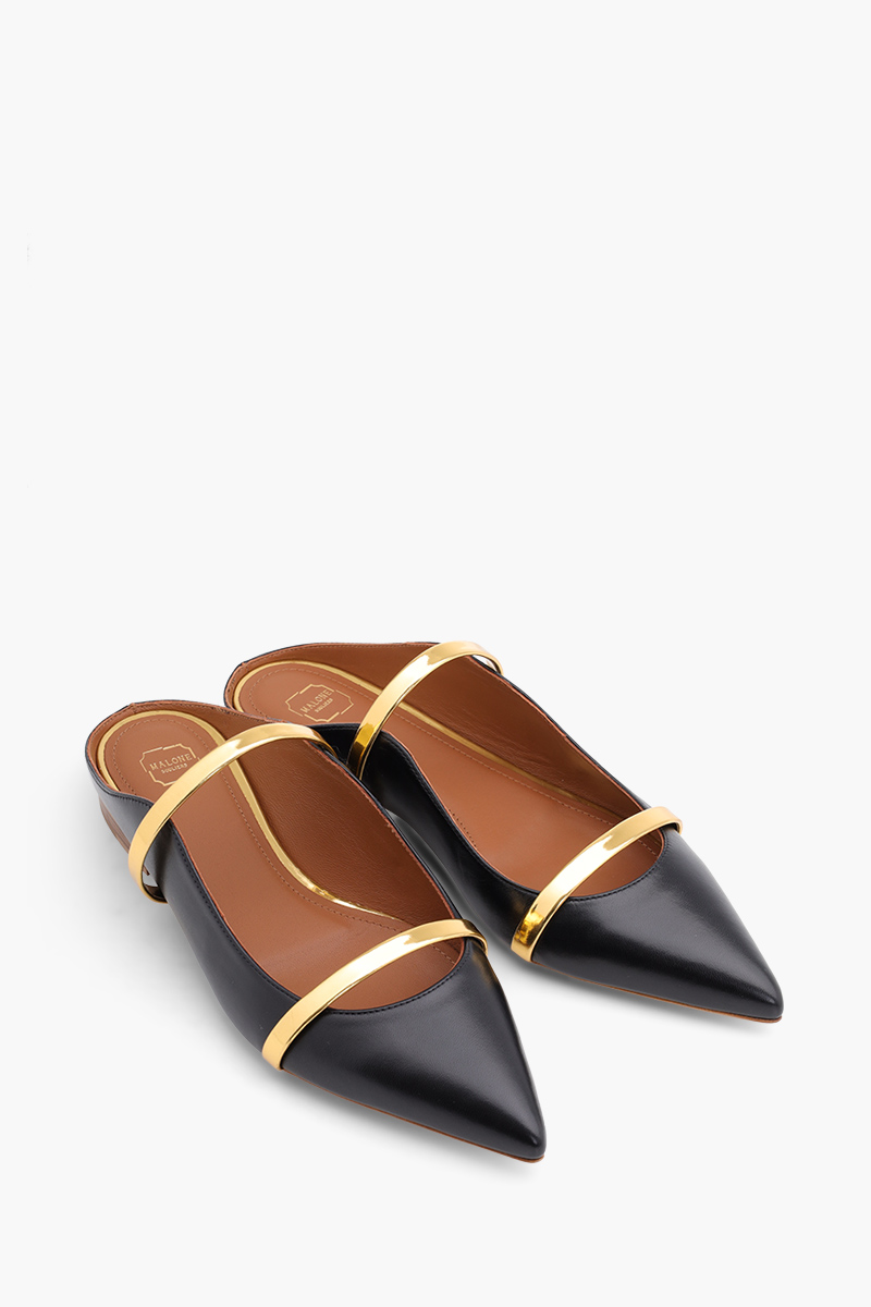 MALONE SOULIERS Maureen Mules in Black/Gold 1