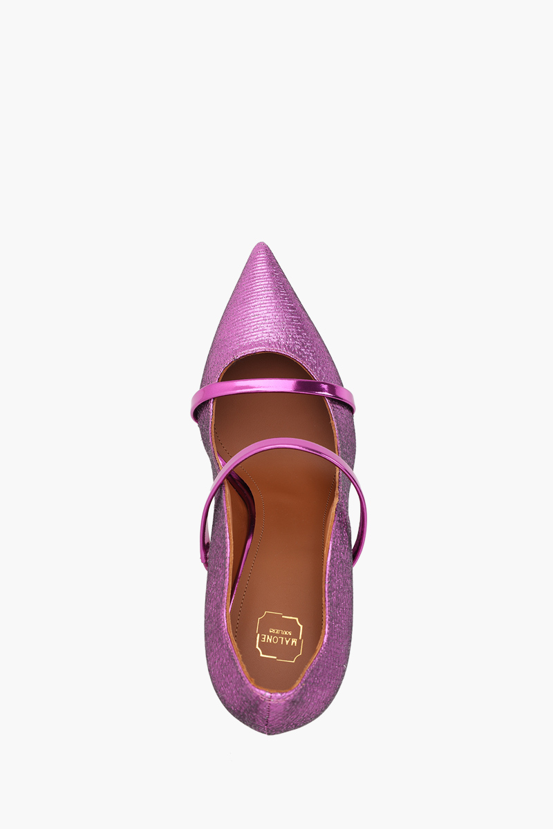 MALONE SOULIERS Maureen Heeled Pumps 100mm in Violet/Violet Structured Leather 3