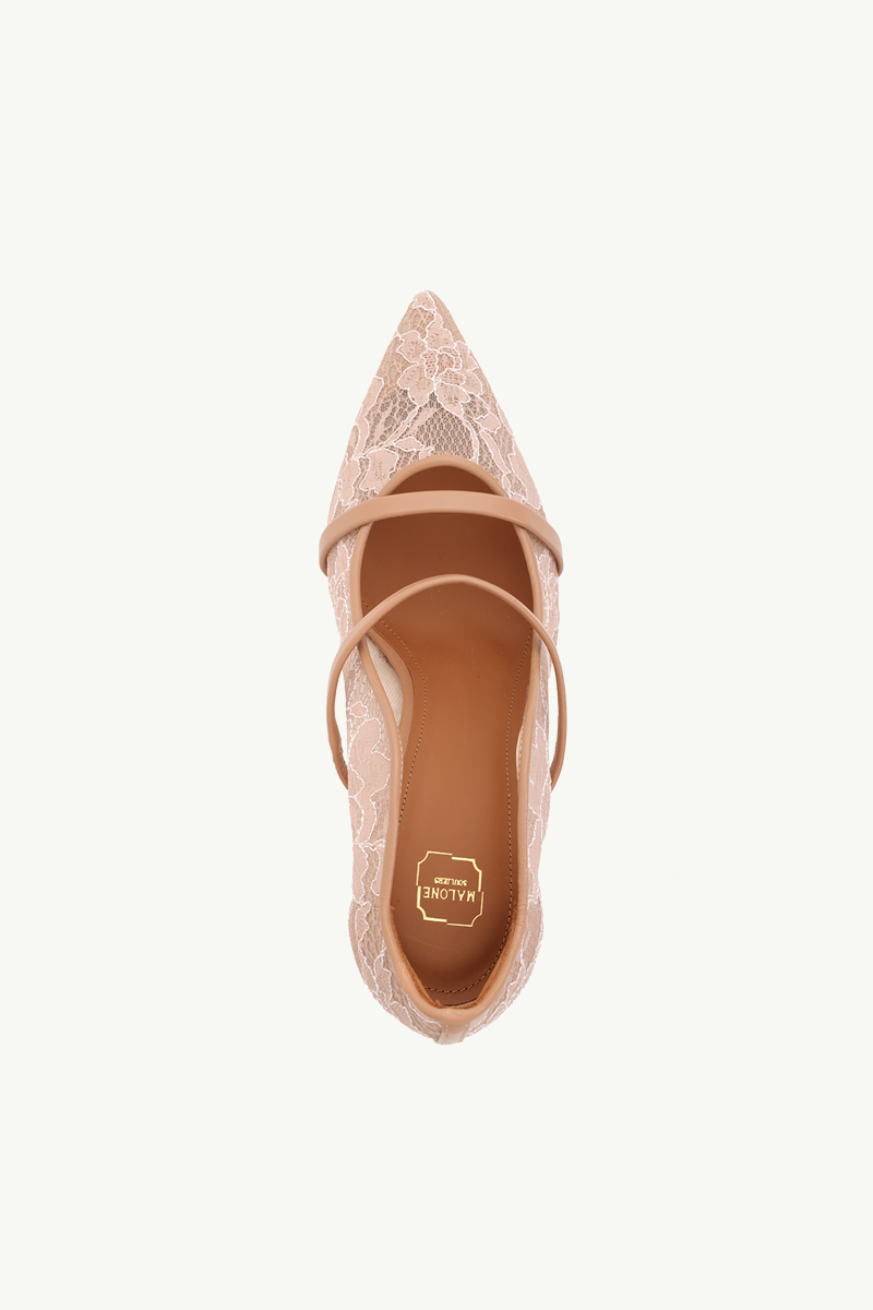 MALONE SOULIERS Maureen Lace Heeled Pumps 70mm in Mauve/Nude 3