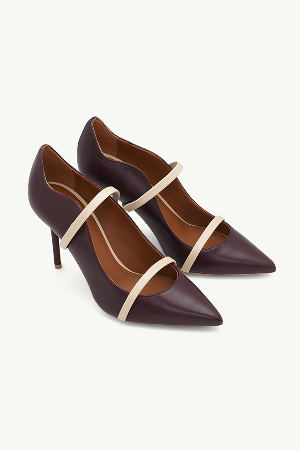 MALONE SOULIERS Maureen Heeled Pumps 85mm in Chocolate/Butter 1