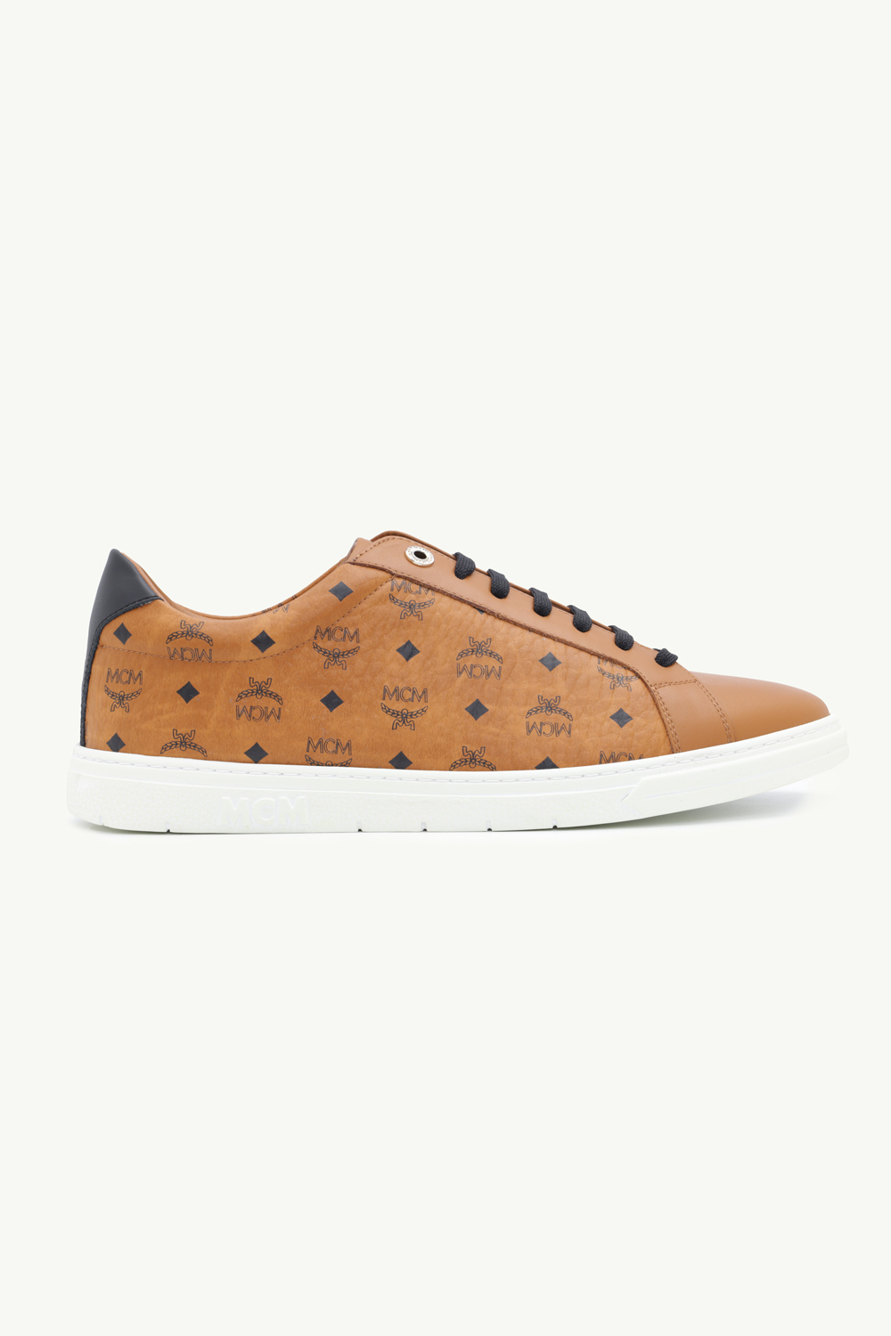 MCM Men Terrain Logo Embossed Low Sneakers in Cognac Visetos 0