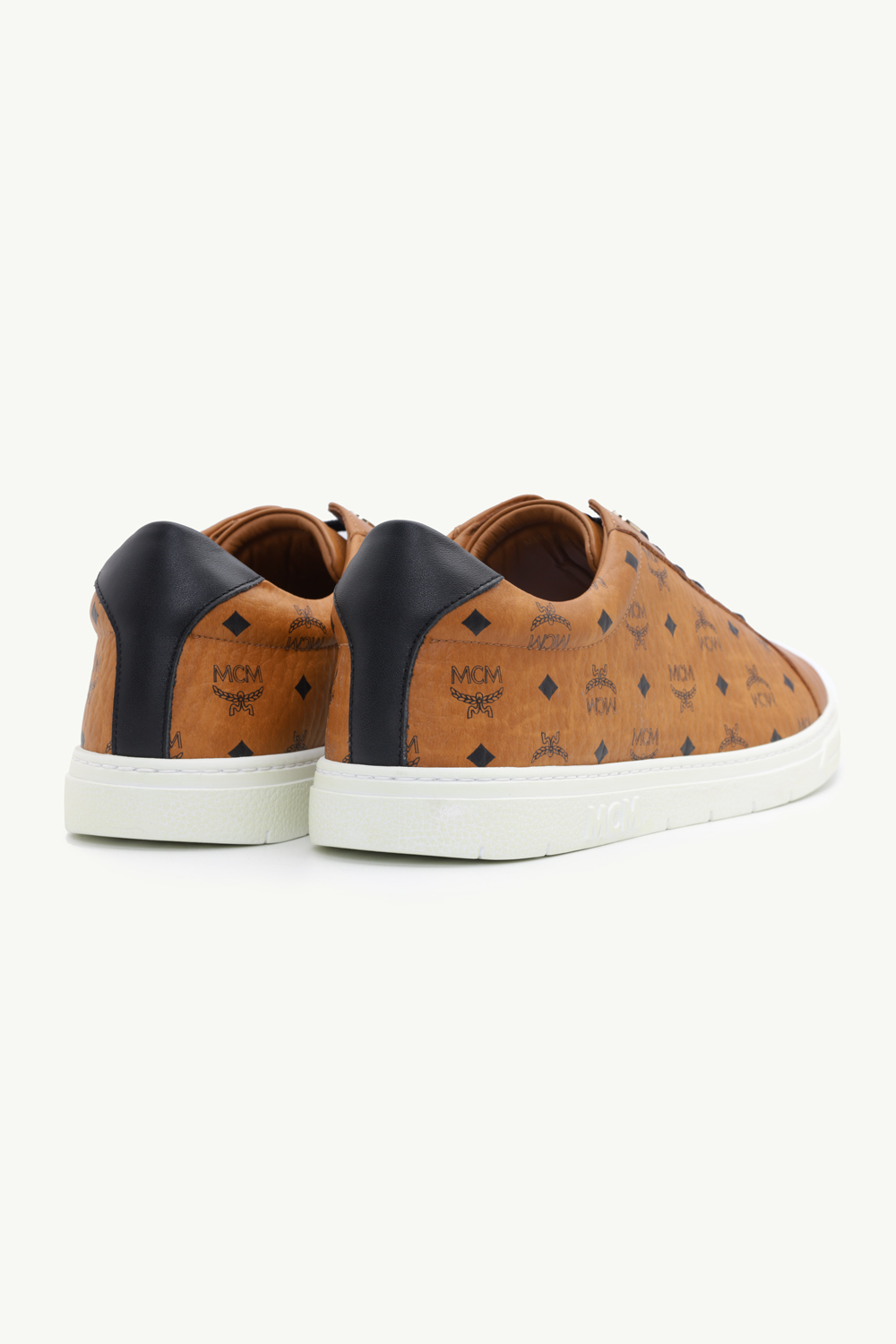 MCM Men Terrain Logo Embossed Low Sneakers in Cognac Visetos 2