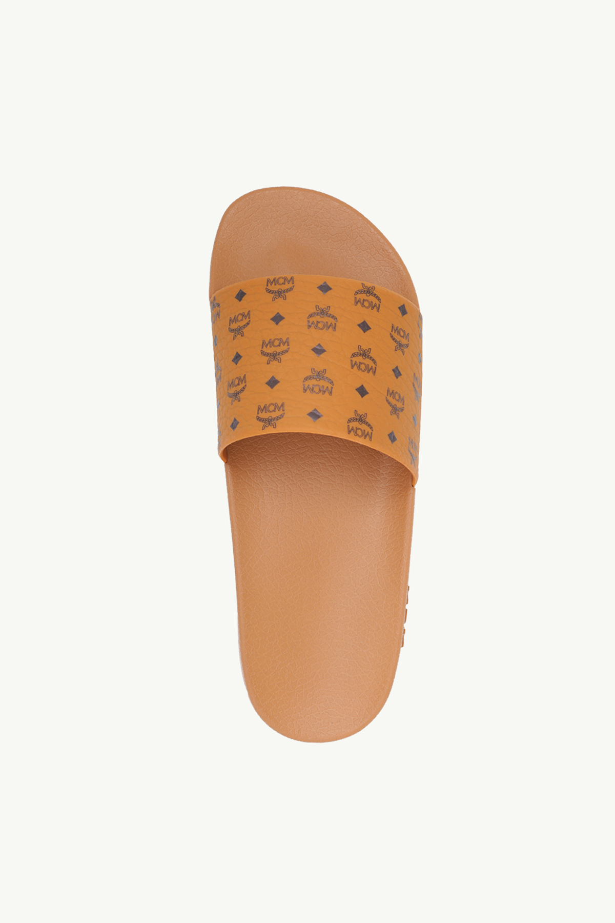 MCM Men Heritage Monogram Rubber Slide Sandals in Cognac/Cognac 3