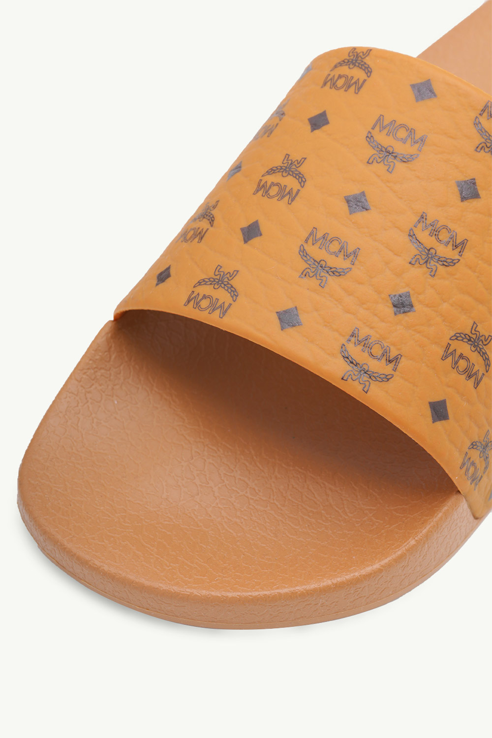 MCM Men Heritage Monogram Rubber Slide Sandals in Cognac/Cognac 4