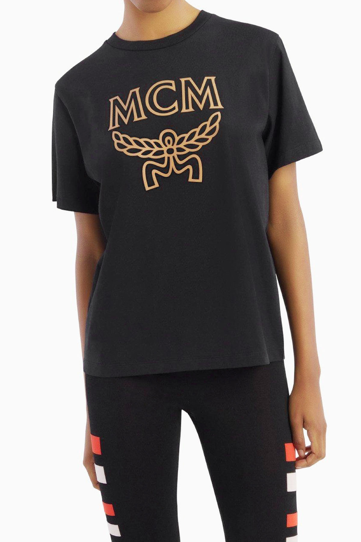 MCM Women Logo T-Shirt in Black 2