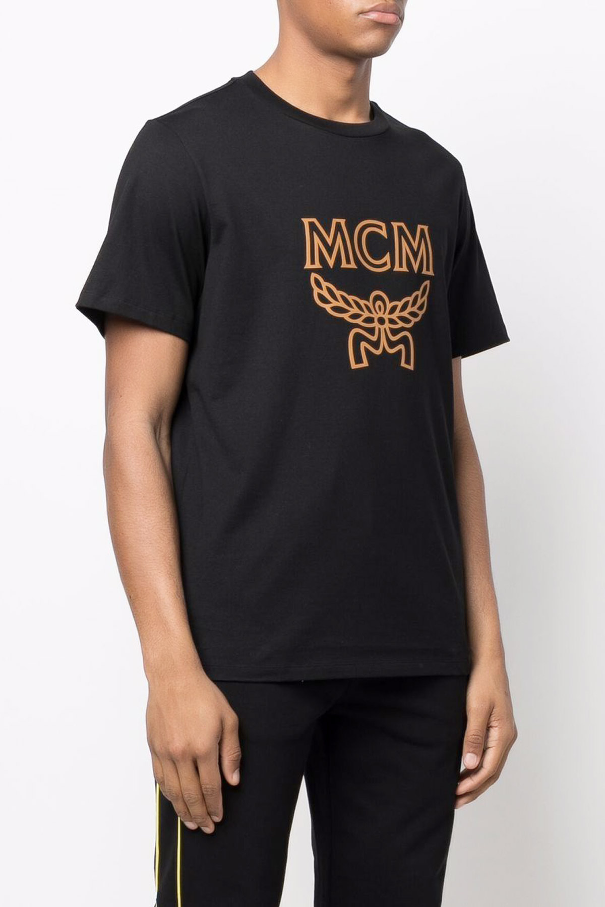 MCM Men Crew Neck T-Shirt in Black Cotton 1