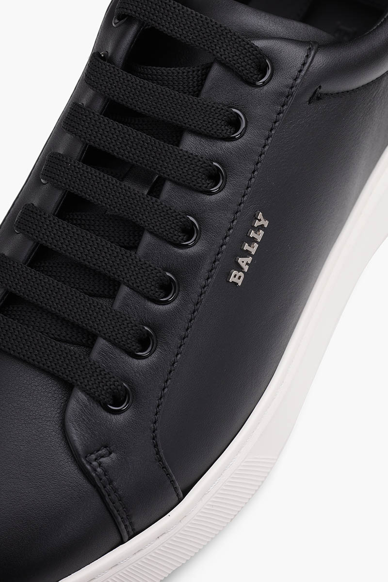 BALLY Men Miky Sneakers in Black/White Bovine Grained x Calf Leather 4