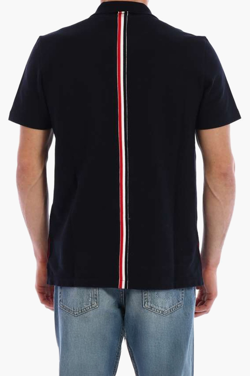 THOM BROWNE Men RWB Stripe Polo Shirt in Navy Cotton Pique 2
