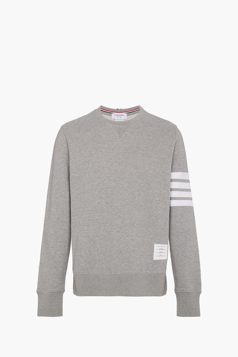 THOM BROWNE Men Classic Loopback 4-Bar Stripe Sweatshirt in Grey Cotton 0