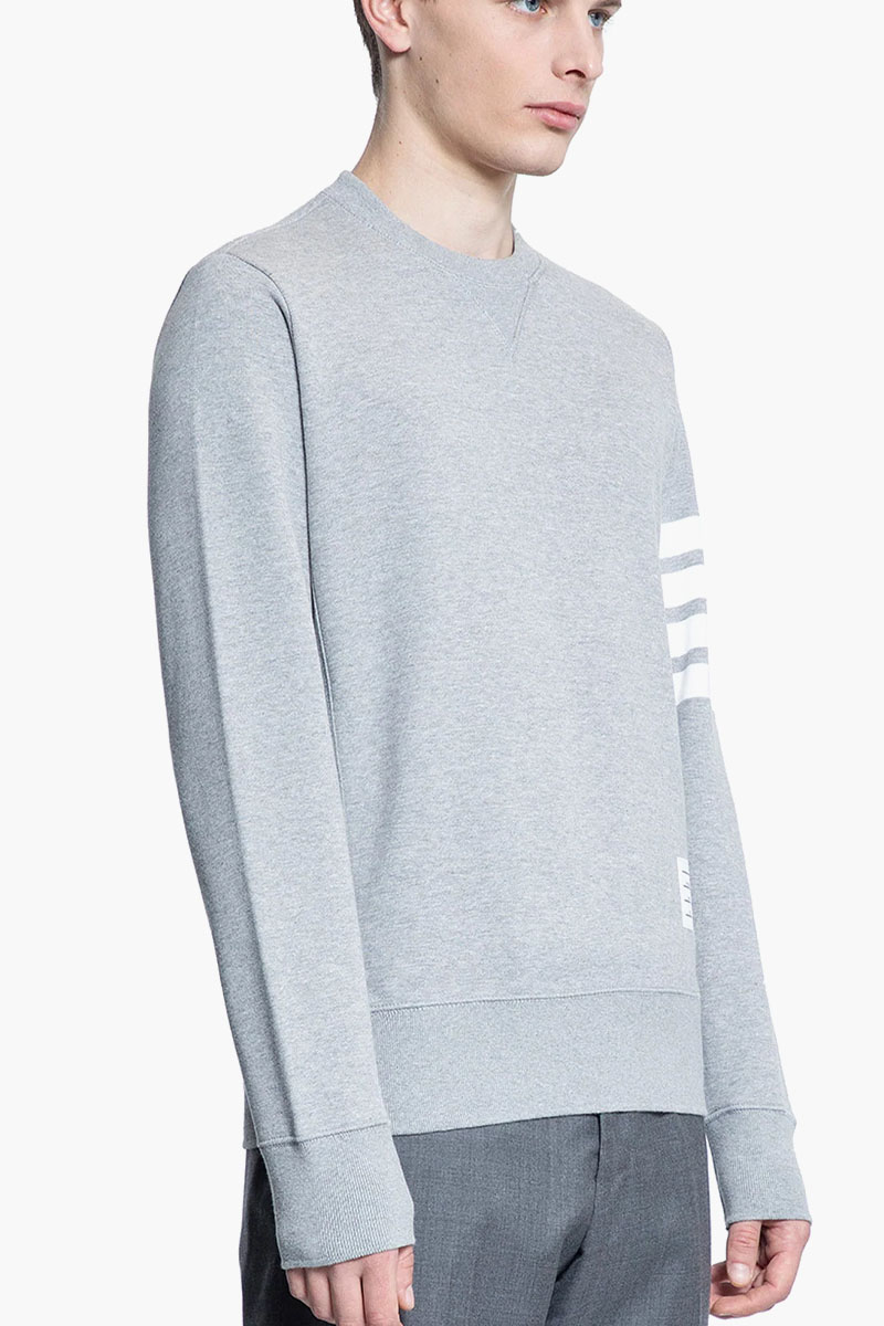 THOM BROWNE Men Classic Loopback 4-Bar Stripe Sweatshirt in Grey Cotton 3