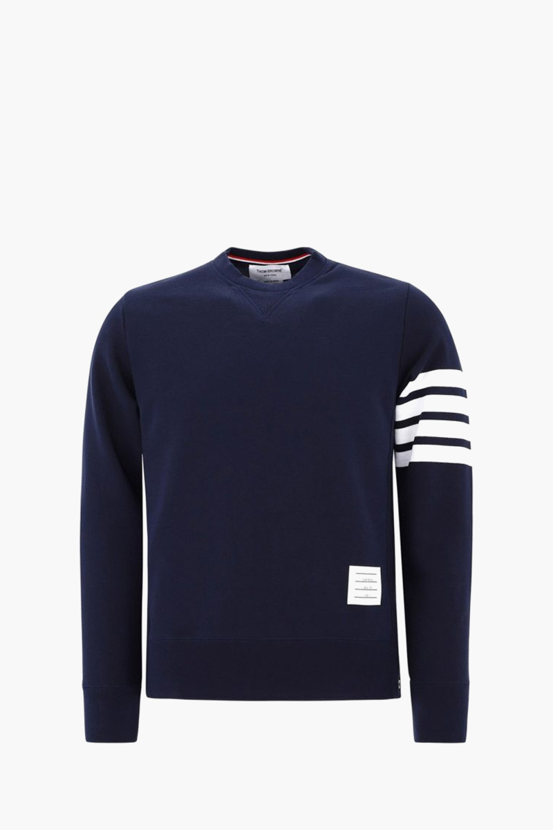 THOM BROWNE Men Classic Loopback 4-Bar Stripe Sweatshirt in Navy Cotton 0