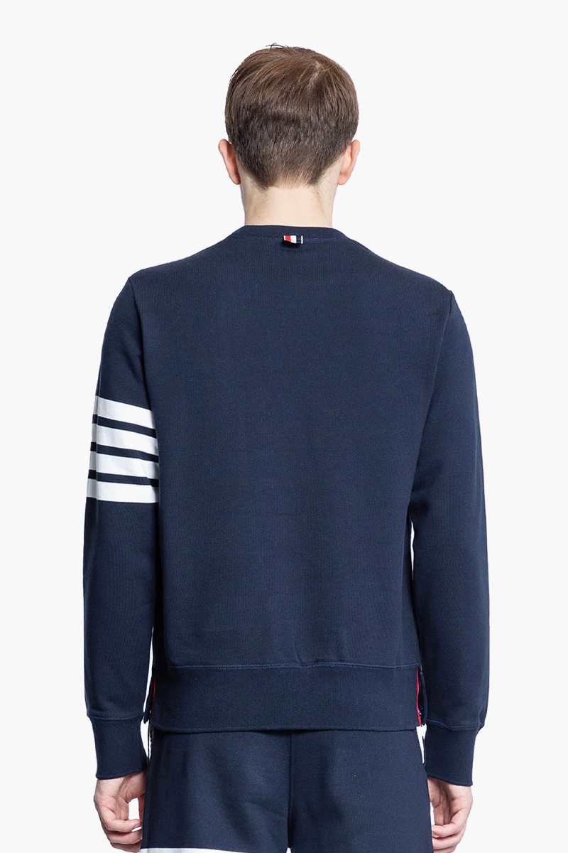 THOM BROWNE Men Classic Loopback 4-Bar Stripe Sweatshirt in Navy Cotton 2